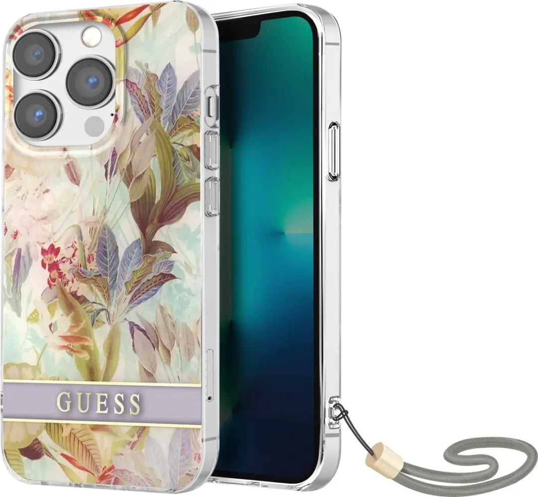 GUESS Hoesje iPhone 13 Pro Flowers Lavendel - 3666339040574 - afbeelding 2 van 6