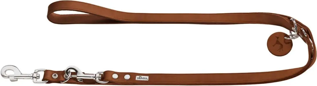 Hunter Verstelbare Hondenriem Leder Cognac 200x1.3cm