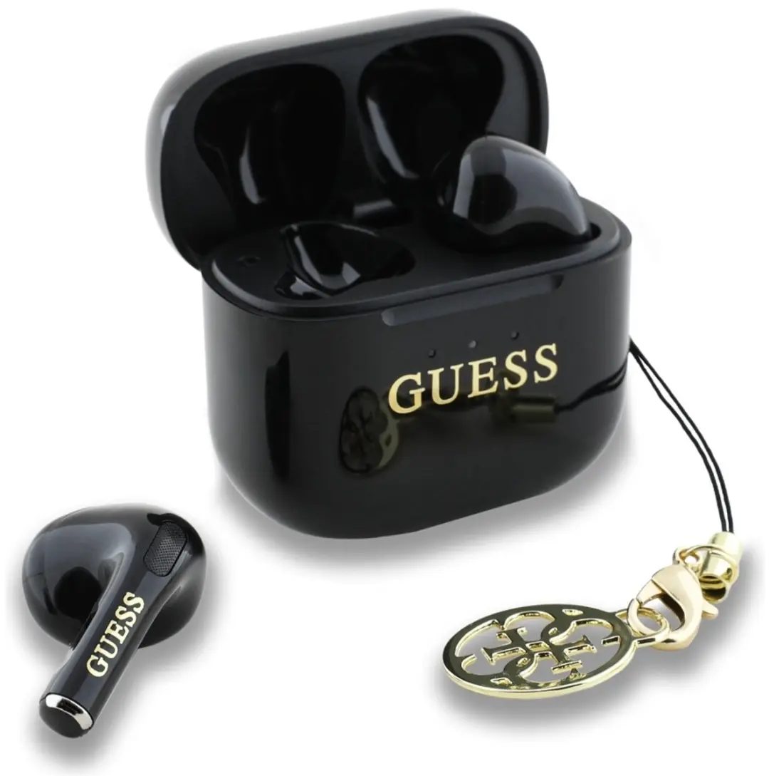 GUESS XMCC Glossy Effect Draadloze Oordopjes - GUTWSXMCCLK - Zwart