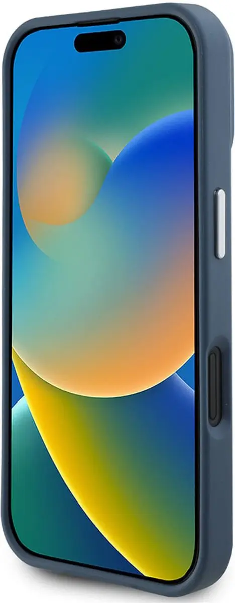 GUESS Grained Triangle Case iPhone 16 - Blauw - GUHMP16SPGTSPSB - afbeelding 6 van 6