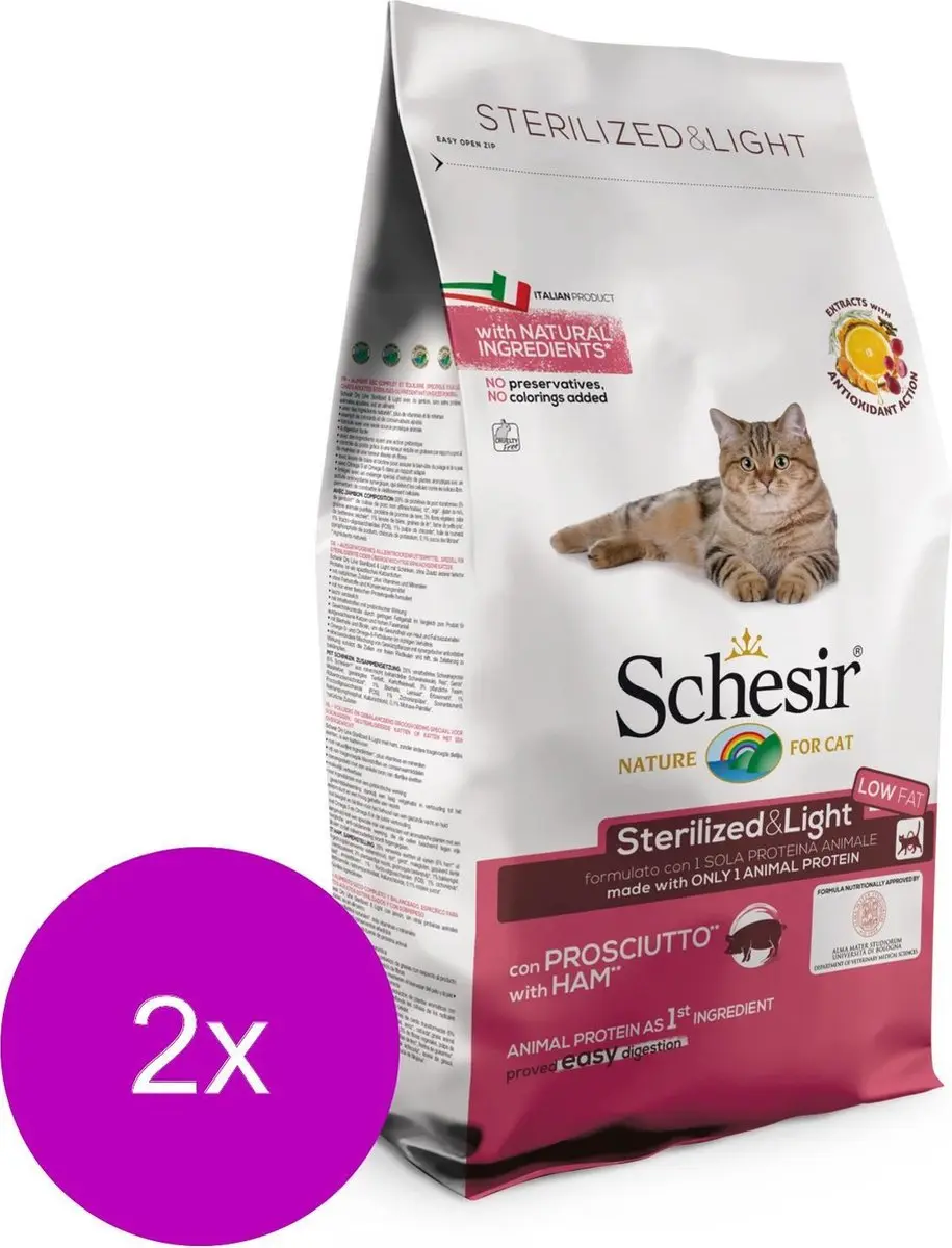 Schesir Cat Dry Sterilized & Light Ham Kattenvoer