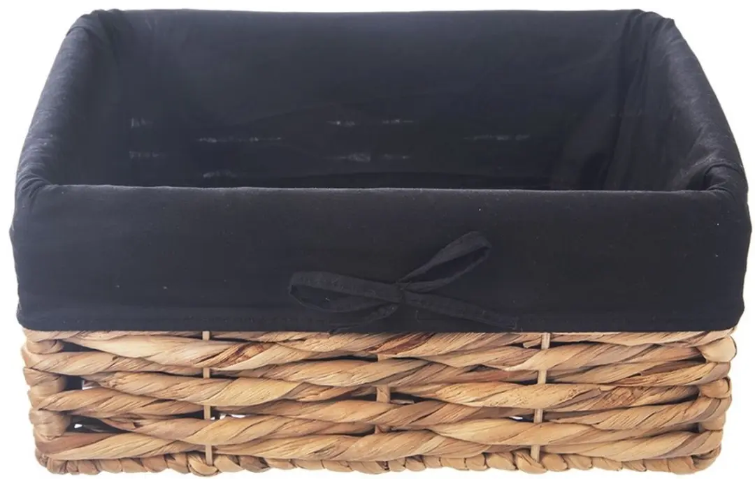 Orion Natuurlijke Opbergmand 30x20x14cm - Waterhyacint - Zwart