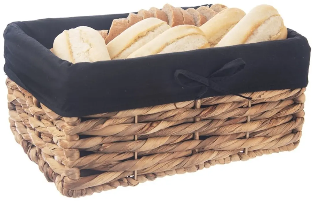 Orion Natuurlijke Opbergmand 30x20x14cm - Waterhyacint - Zwart