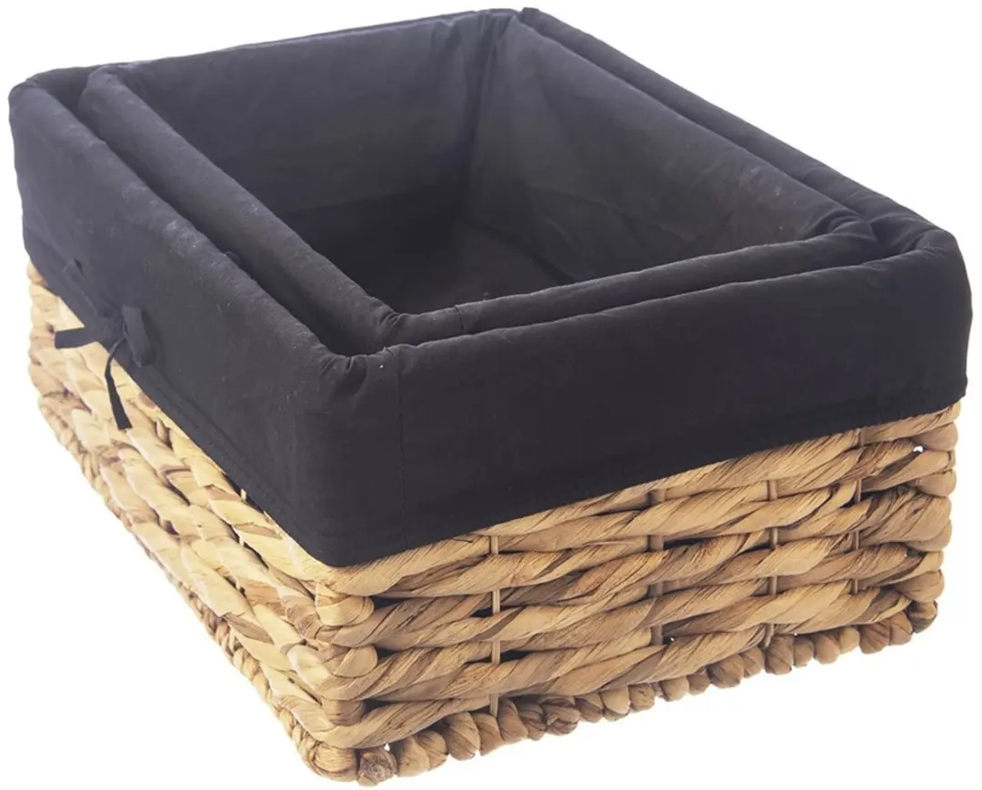Orion Natuurlijke Opbergmand 30x20x14cm - Waterhyacint - Zwart