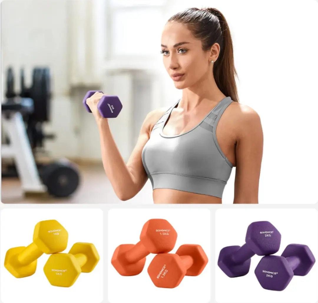 Orion Hex Dumbbell Set 6-delig - 1/1,5/2kg - Paars/Oranje/Geel