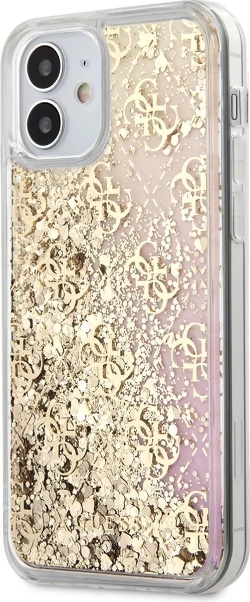 Guess Glitter Hoesje iPhone 12 Mini - Goud - 3700740481158