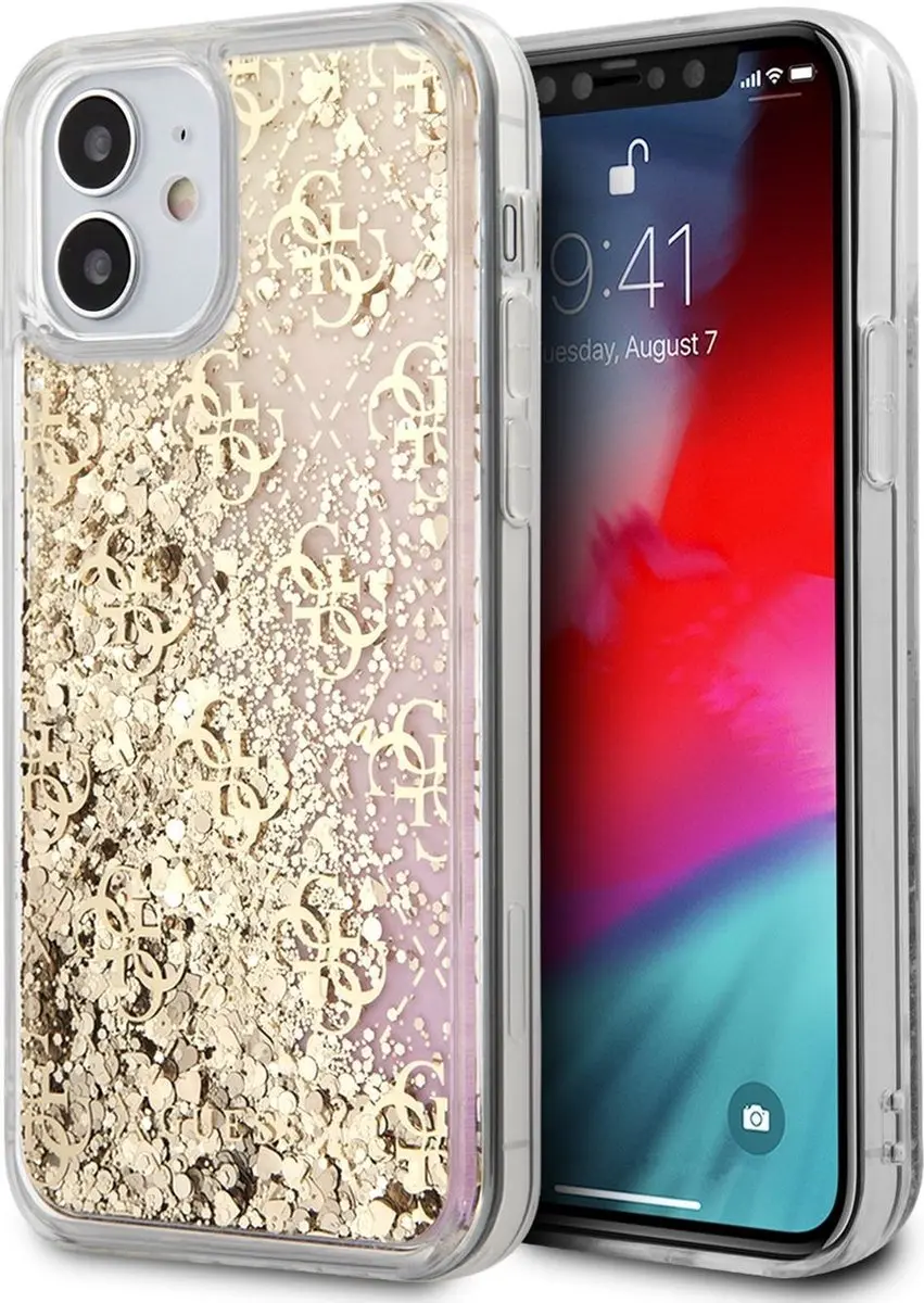 Guess Glitter Hoesje iPhone 12 Mini - Goud - 3700740481158