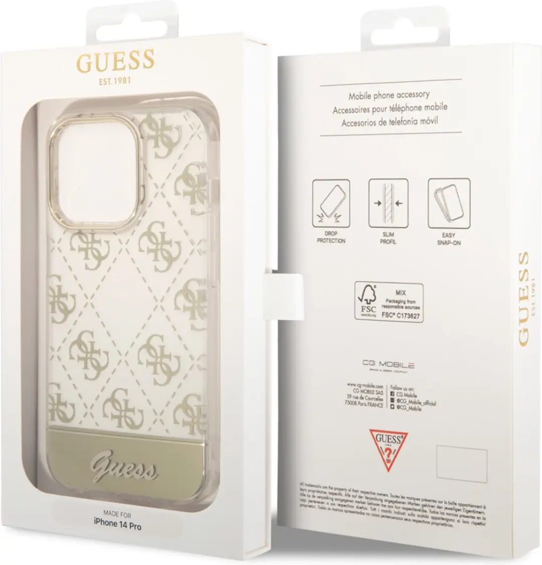 GUESS iPhone 14 Pro TPU Back Cover - Goud - MagSafe - afbeelding 6 van 6