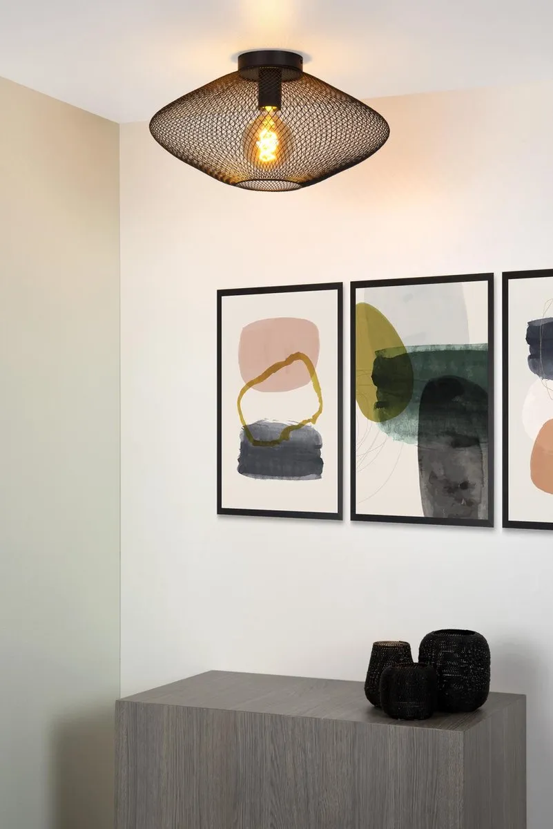 Lucide MESH Plafondlamp Ø45cm - 1xE27 - Zwart