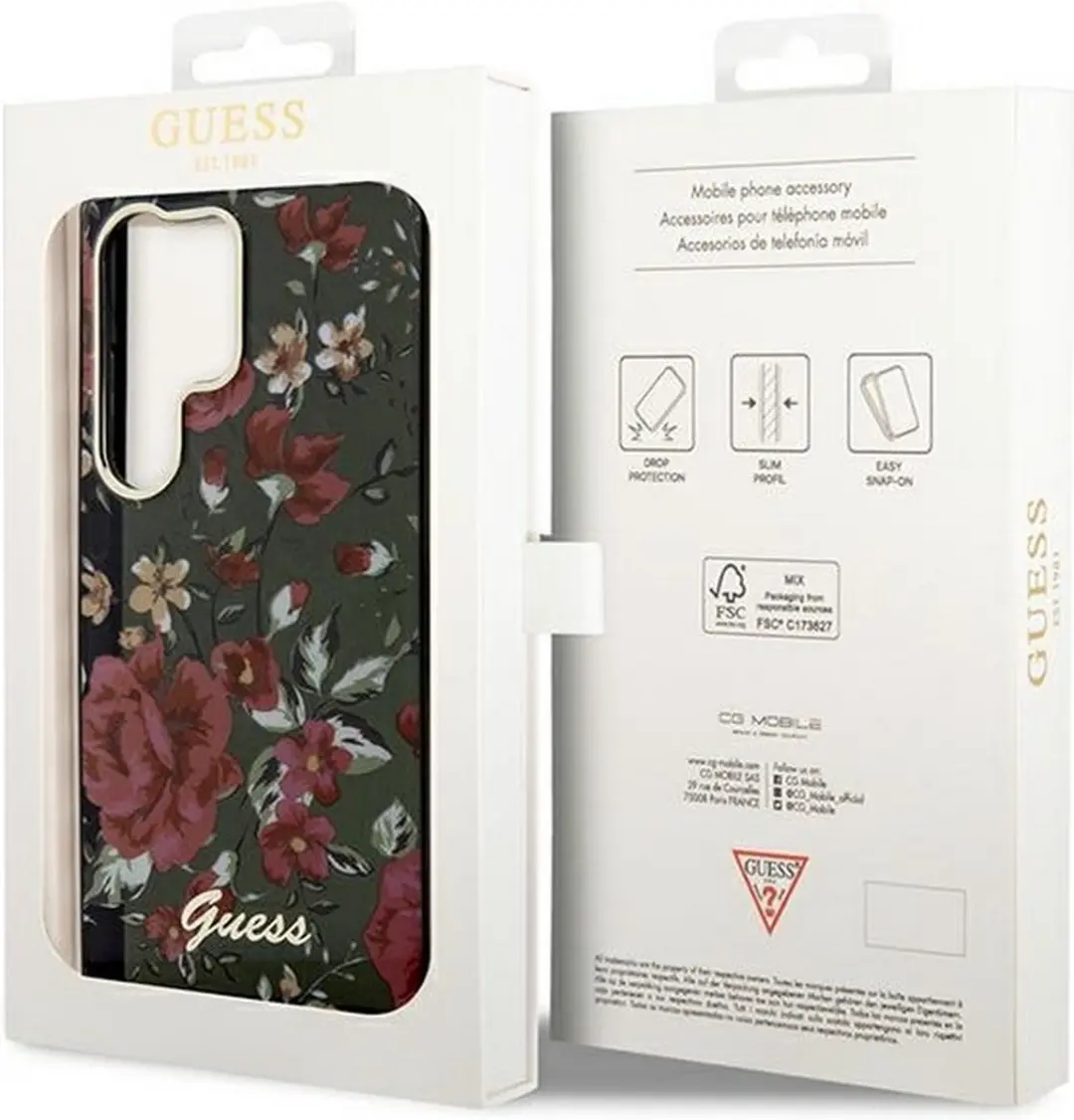 Guess Flower Back Cover GUHCS23LFLKH - Samsung Galaxy S23 Ultra - Khaki