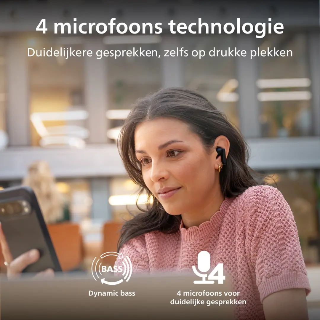 Philips TAT2100BK/00 True Wireless Oordopjes - 36 Uur - IPX4 - Zwart