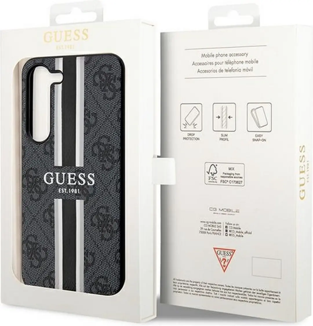 GUESS 4G Printed Stripe Back Case - Samsung Galaxy S23 Grijs