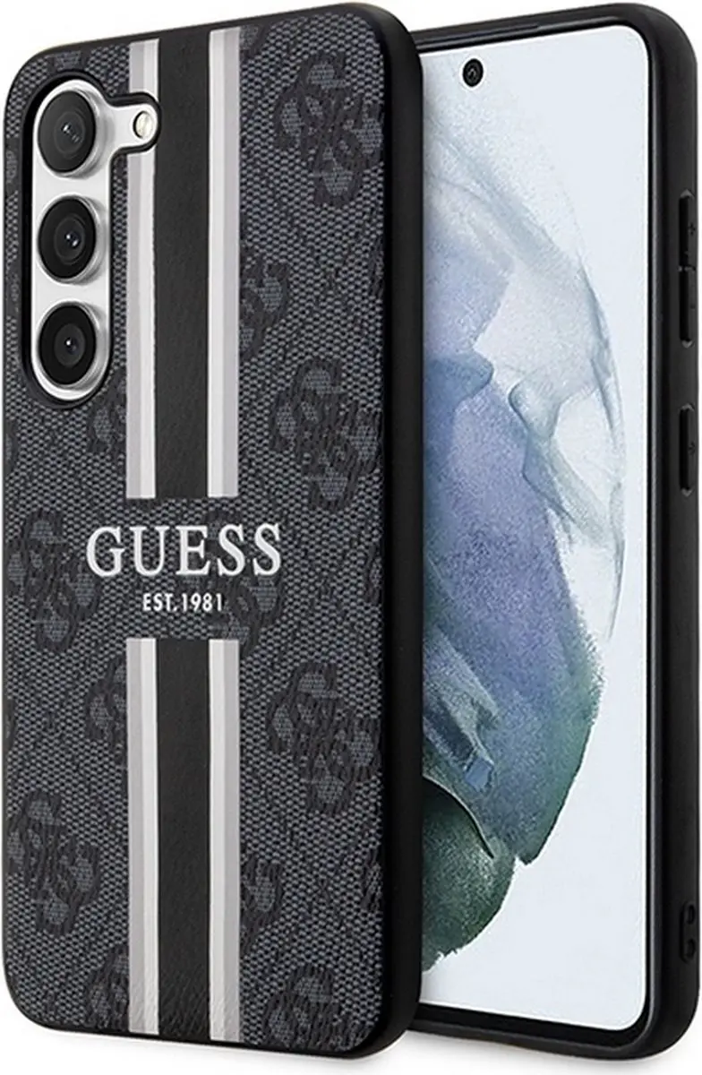 GUESS 4G Printed Stripe Back Case - Samsung Galaxy S23 Grijs