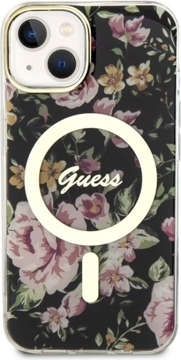 GUESS Flower Back Case - iPhone 14 Plus Zwart - MagSafe - afbeelding 6 van 6