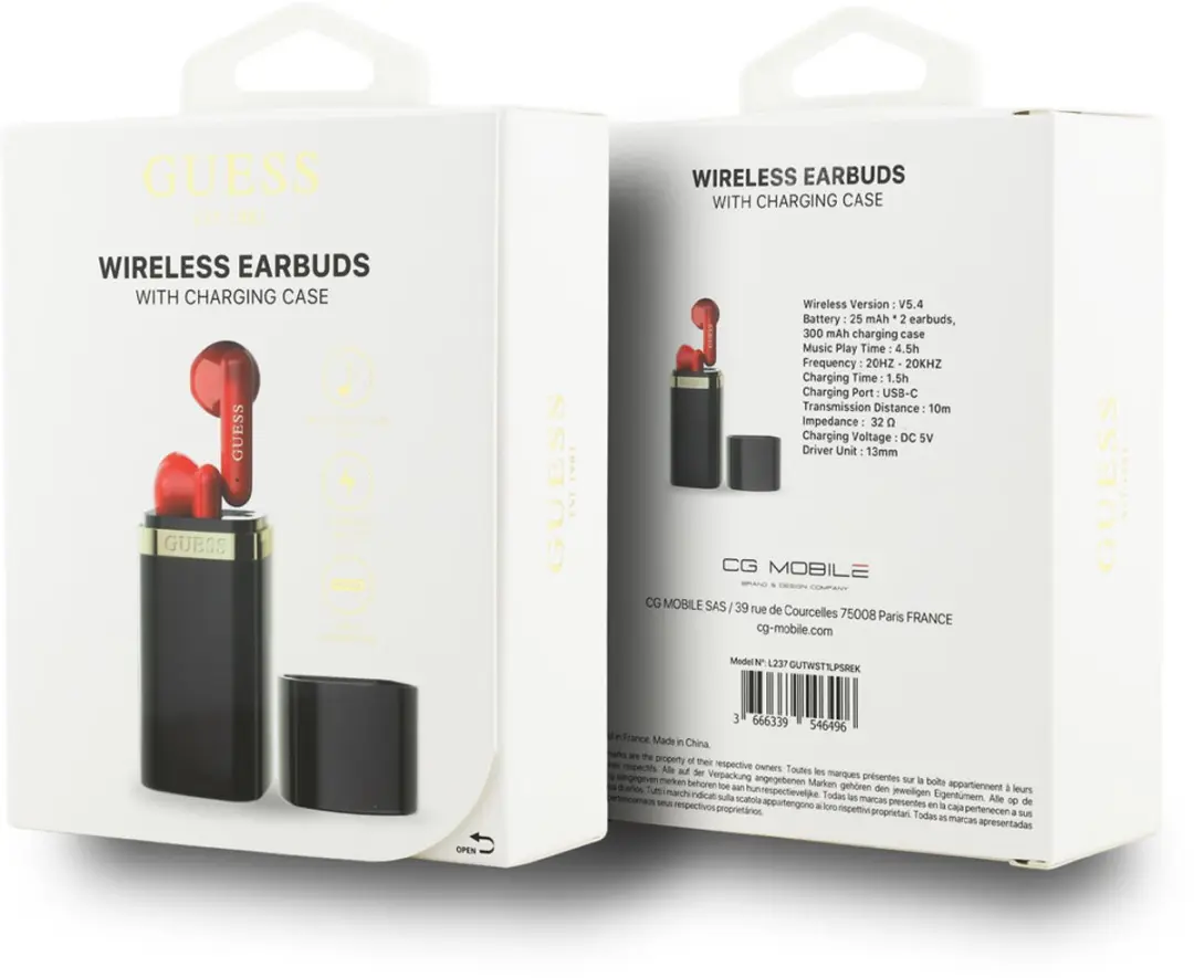 GUESS Lipstick Draadloze Oordopjes 3666339546496 - Zwart