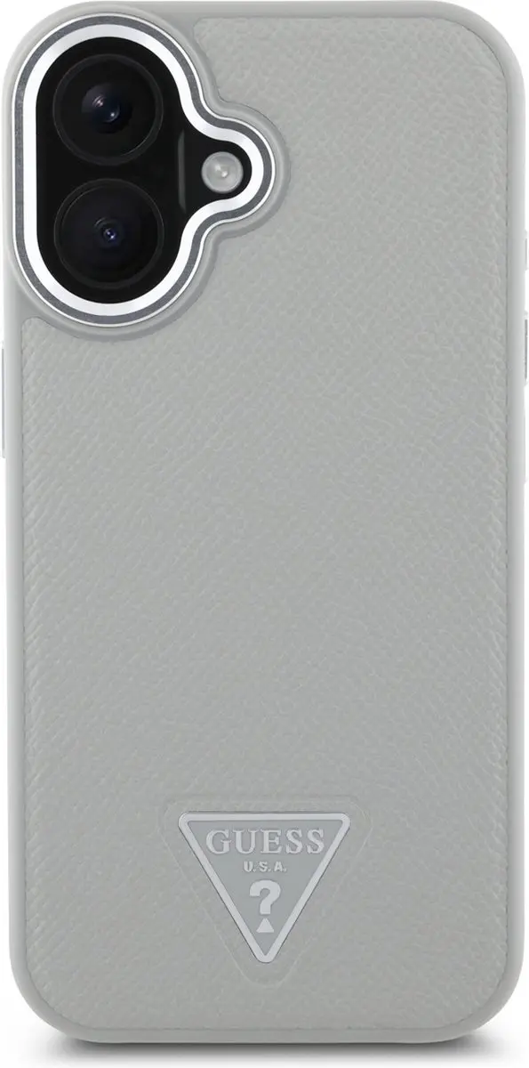GUESS Grained Triangle Case iPhone 16 - Beige - GUHMP16SPGTSPSE