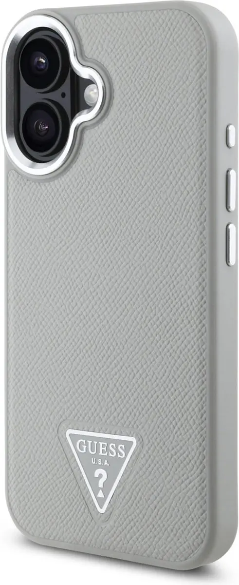 GUESS Grained Triangle Case iPhone 16 - Beige - GUHMP16SPGTSPSE