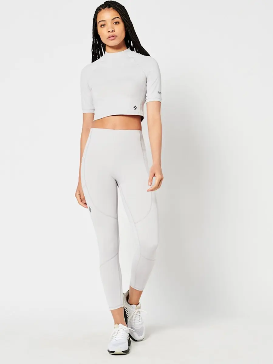 Superdry Run 3/4 Tight Crop Top - Wit M