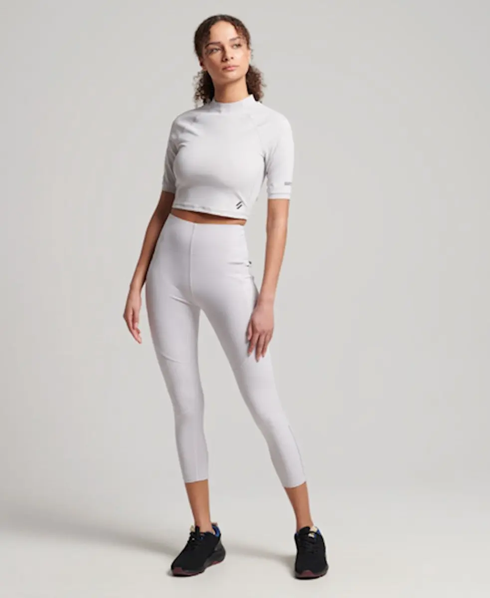 Superdry Run 3/4 Tight Crop Top - Wit M