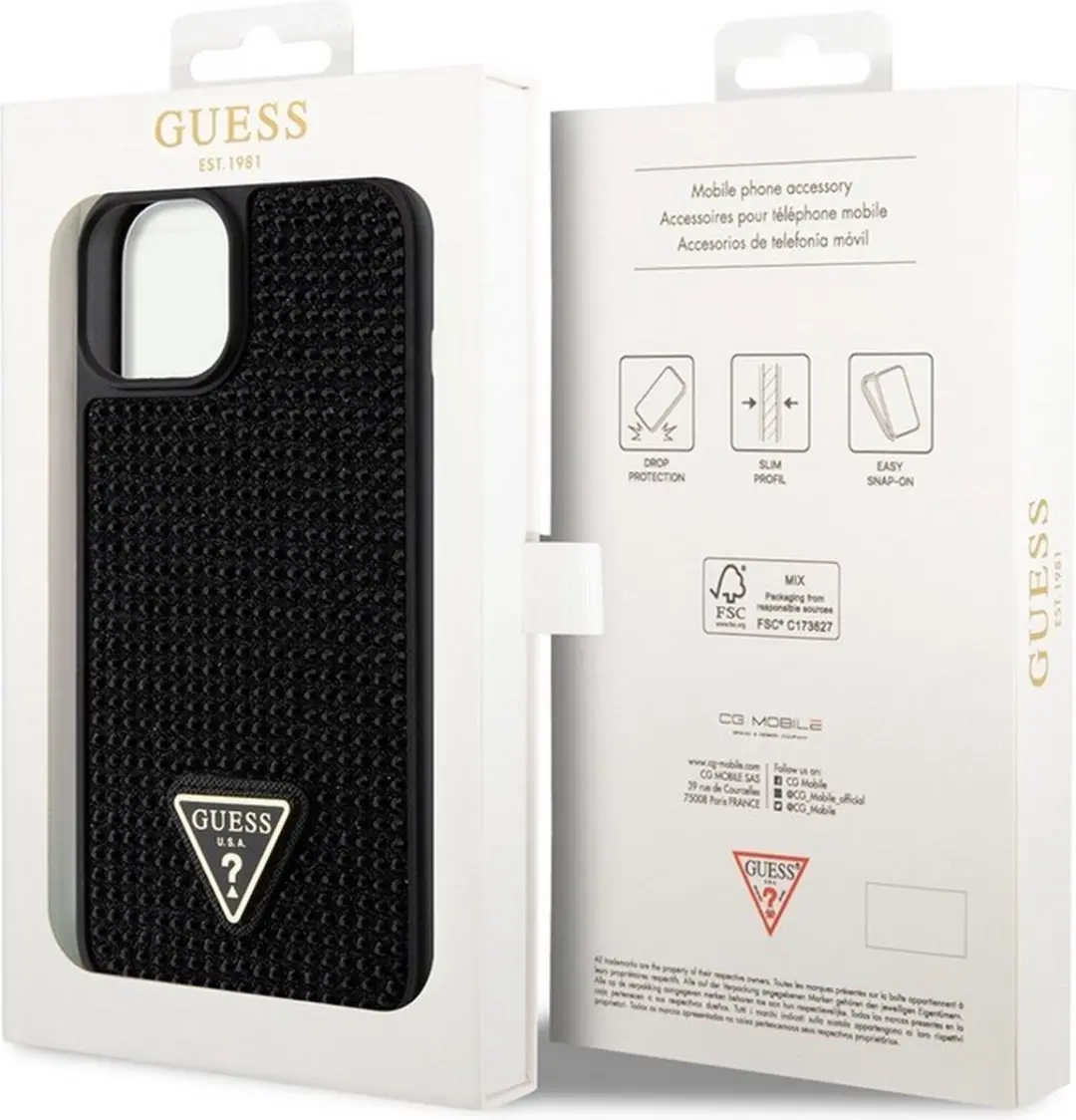 GUESS Rhinestones Back Case - iPhone 15 - Zwart - afbeelding 6 van 6