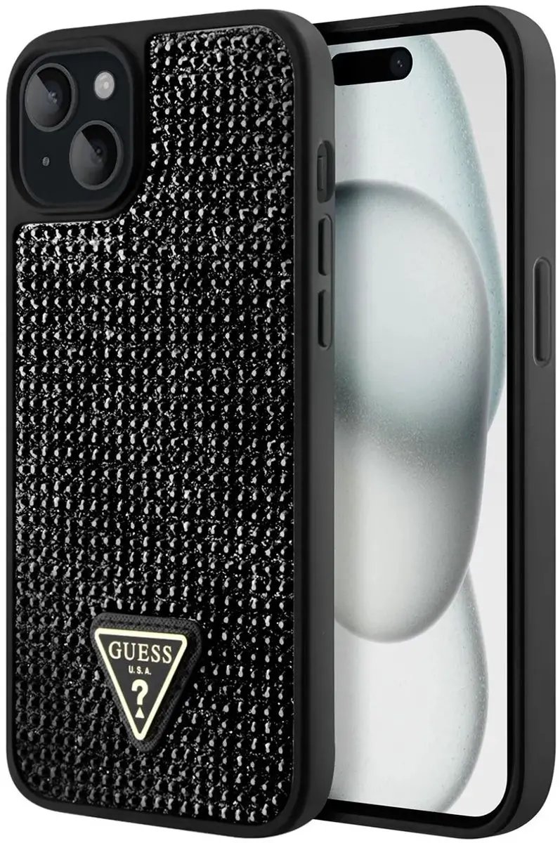 GUESS Rhinestones Back Case - iPhone 15 - Zwart