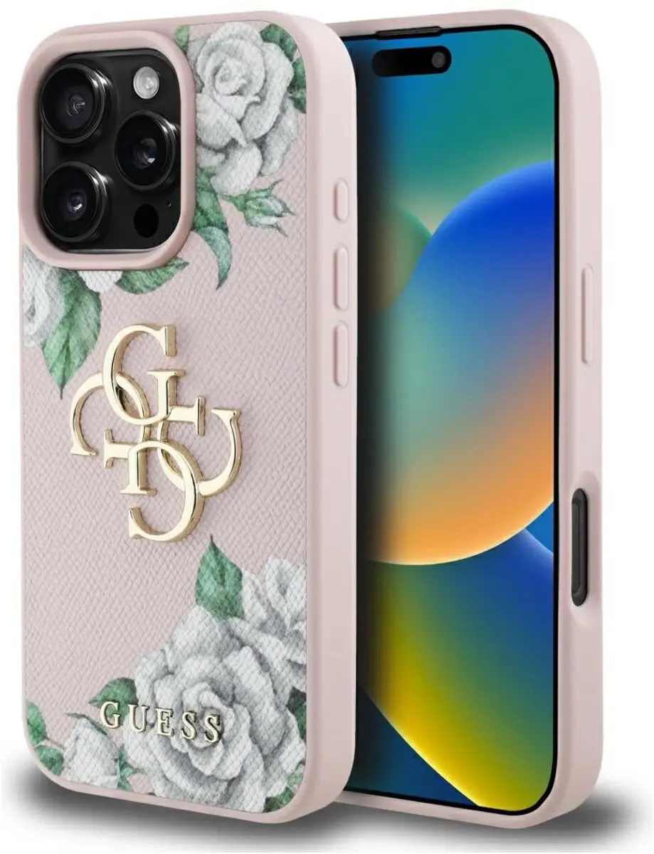 Guess Grained Roses Big 4G iPhone 16 Pro Hoes