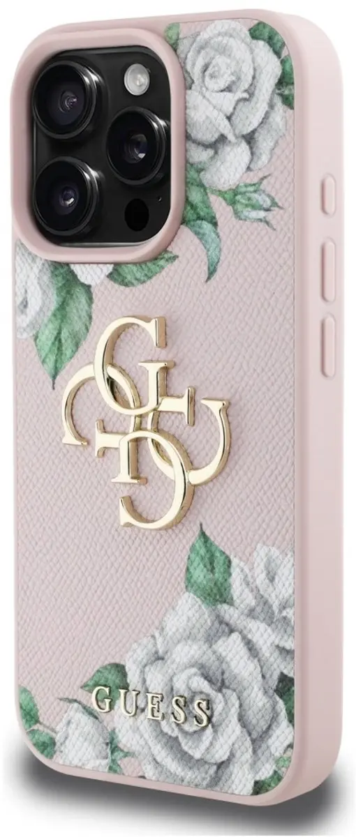 Guess Grained Roses Big 4G iPhone 16 Pro Hoes - Roze