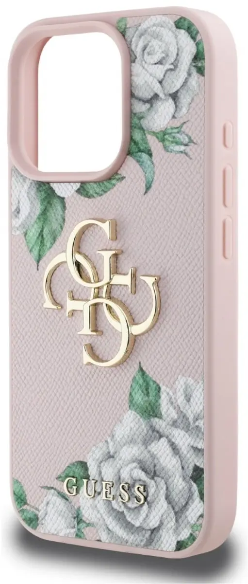 Guess Grained Roses Big 4G iPhone 16 Pro Hoes - Roze