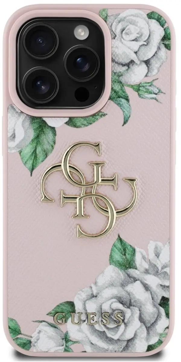 Guess Grained Roses Big 4G iPhone 16 Pro Hoes - Roze