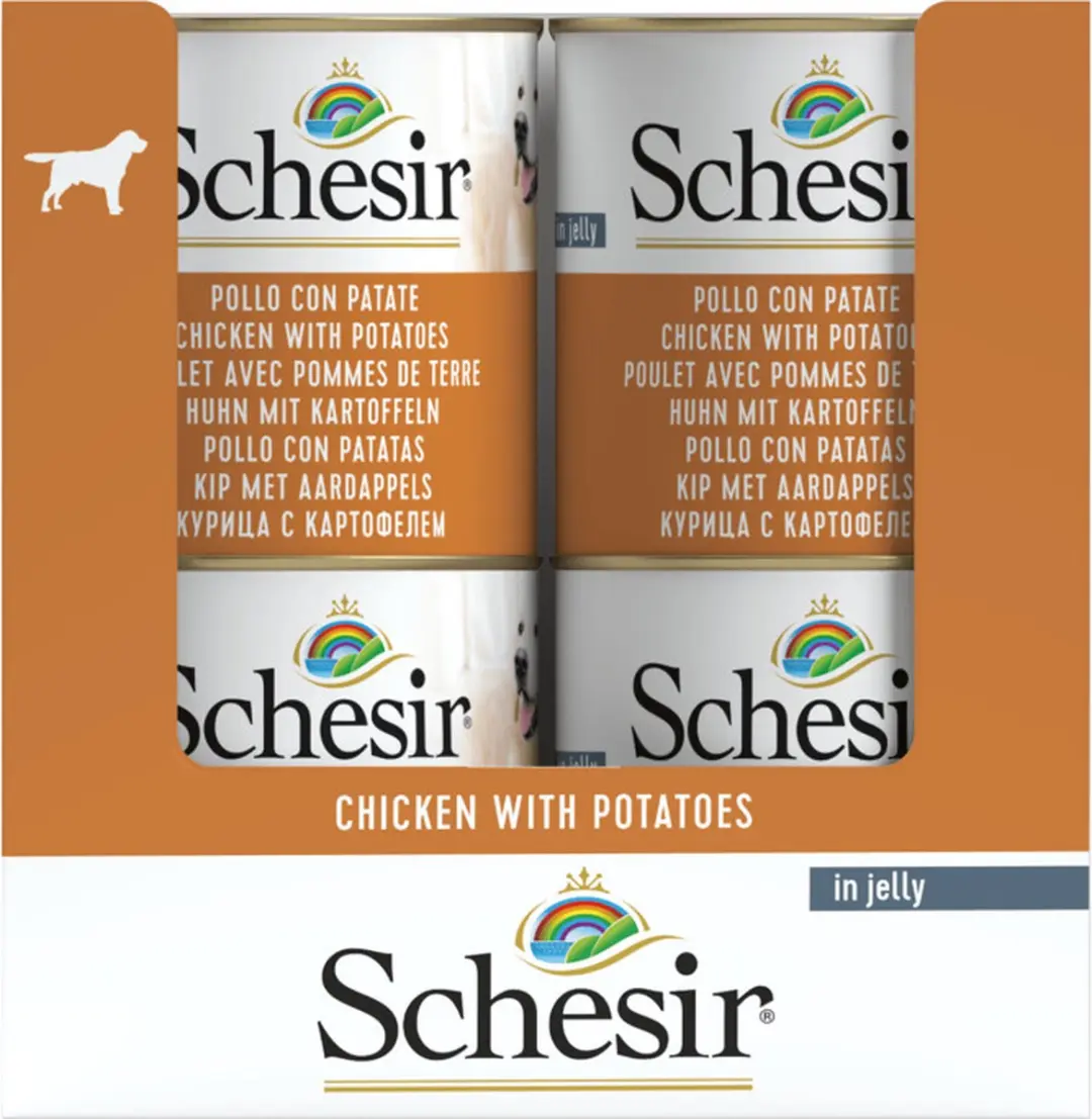 Schesir Hond Blik Gelei 285g - Kip&Aardappel - 16 Stuks