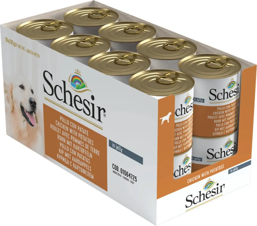 Schesir Hond Blik Gelei 285g - Kip&Aardappel - 16 Stuks