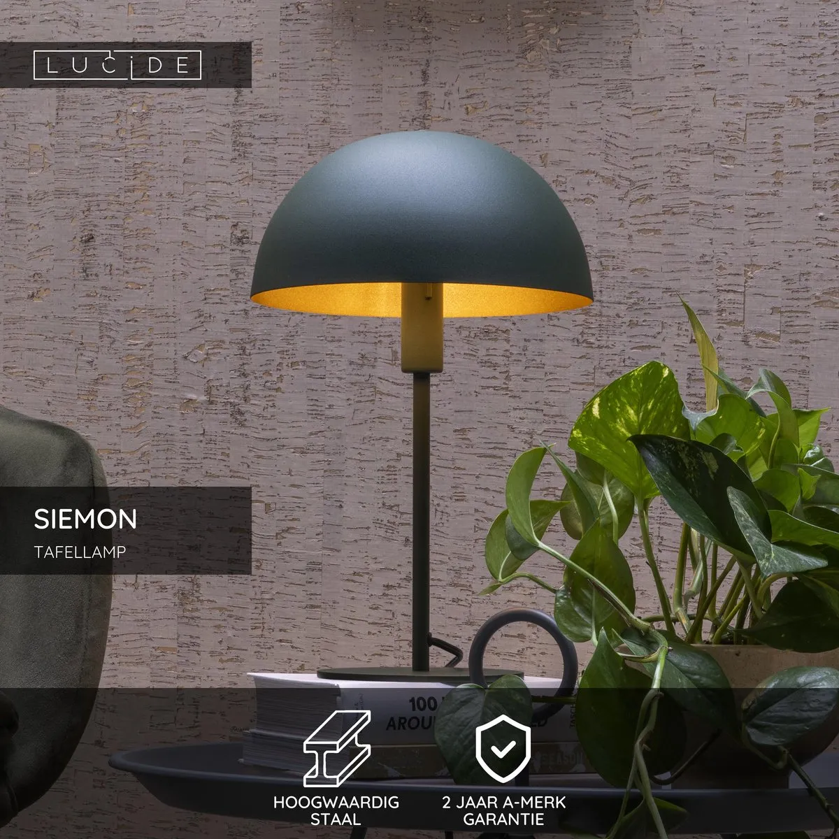 Lucide Siemon Tafellamp Ø25cm - Groen