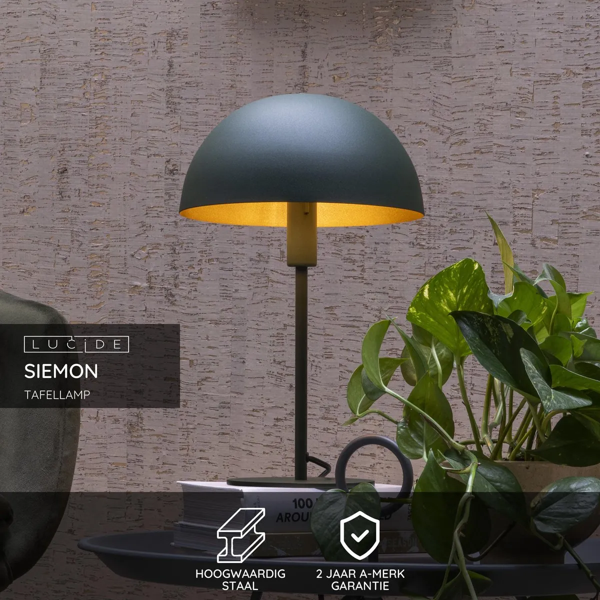 Lucide Siemon Tafellamp Ø25cm - Groen