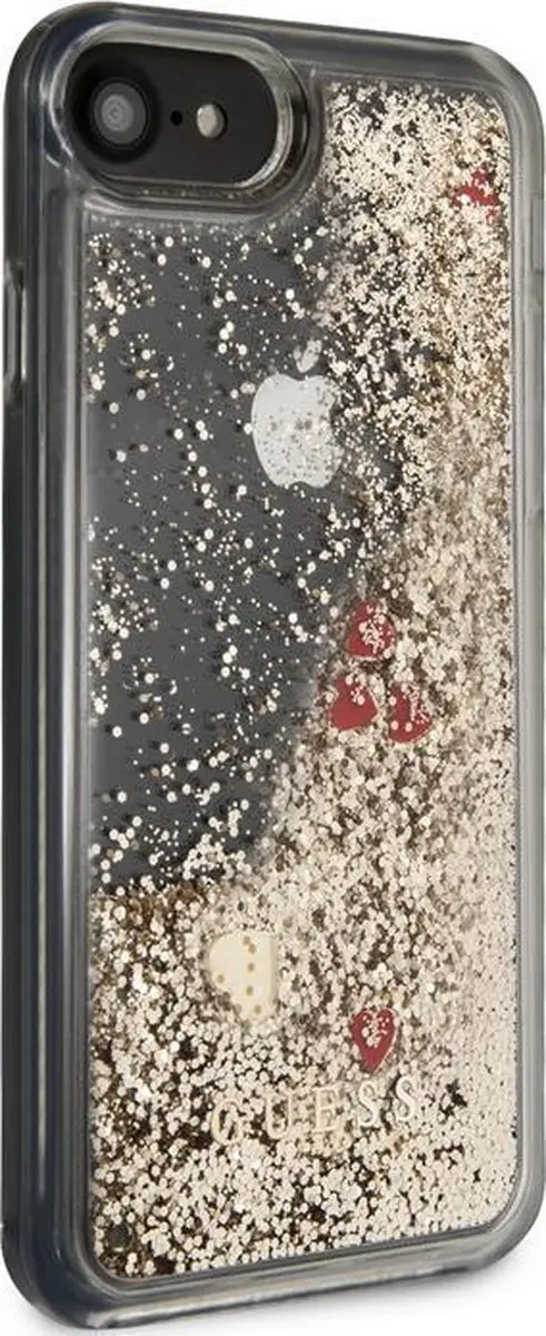 Guess Red Hearts Glitter Back Case GU-CSIP7-RHLGLD - Goud