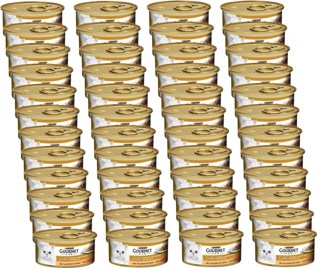 Gourmet Gold Fijne Hap Kattenvoer - 48 x 85g Kalkoen&Eend