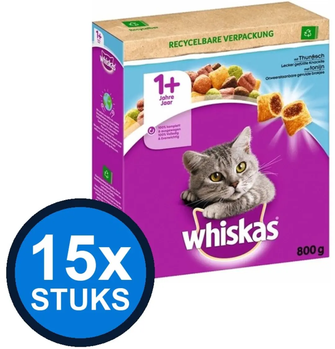 Whiskas 1+ Droog Kattenvoer Tonijn 800g