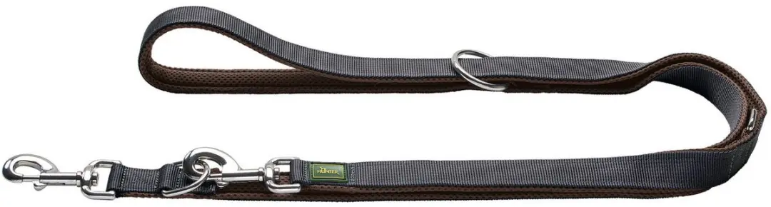 Hunter Looplijn Maldon Hondenriem 200x2cm - Bruin&Grijs
