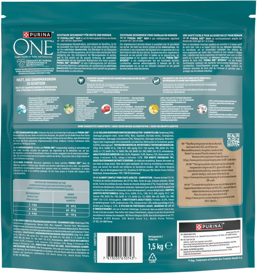 Purina ONE Adult Kattenbrokjes Rund & Volkoren Granen - 6 kg