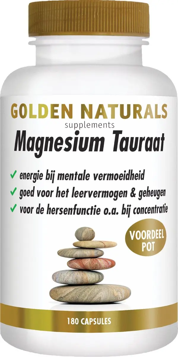 Golden Naturals Magnesium Tauraat 180 Veganistische Capsules