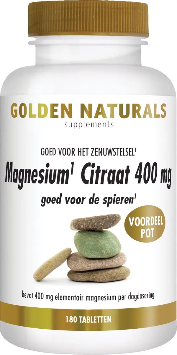 Golden Naturals Magnesiumcitraat 400mg 180 Vegan Tabletten