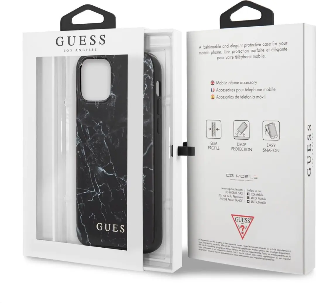 Guess Marble Hard Case Apple iPhone 12 Pro Max - S212-3 - Zwart