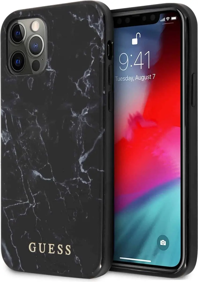 Guess Marble Hard Case Apple iPhone 12 Pro Max - S212-3 - Zwart