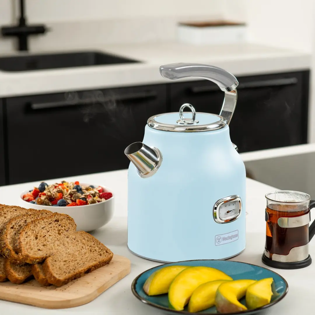 Westinghouse Retro Waterkoker 1,7L + Broodrooster 2 Sneden - Blauw