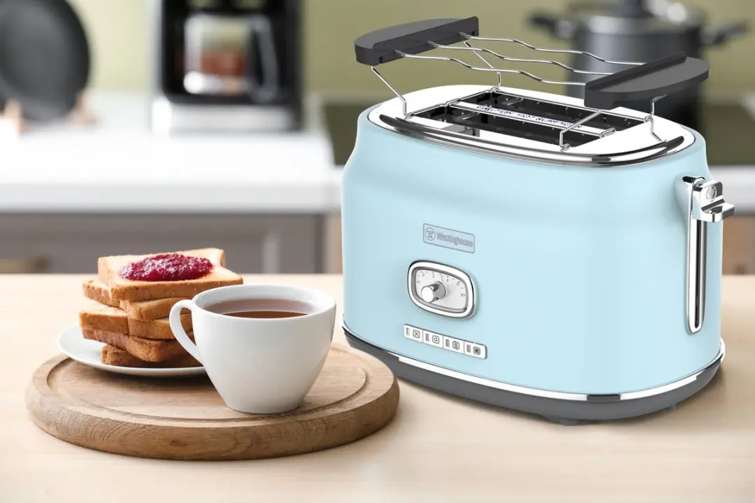 Westinghouse Retro Waterkoker 1,7L + Broodrooster 2 Sneden - Blauw