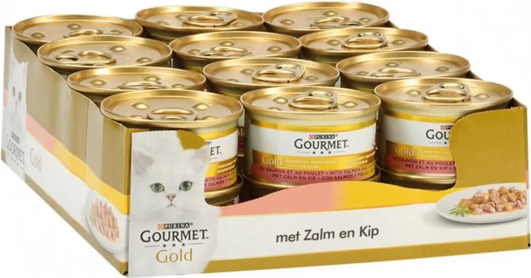 Gourmet Gold Fijne Hapjes Zalm & Kip Kattenvoer 24x 85g