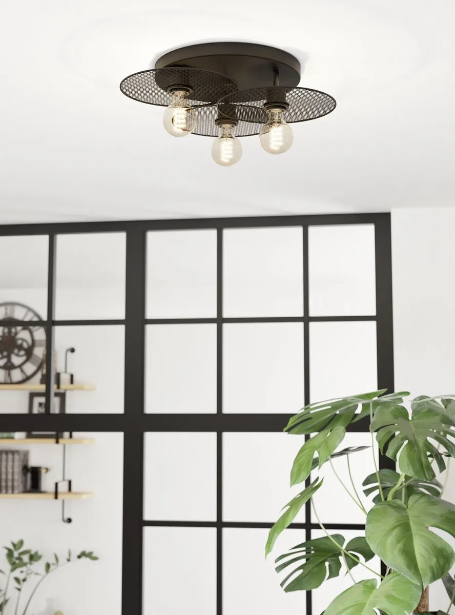 Eglo Ikeston Plafondlamp E27 - Ø53cm - 3 Lichtpunten - Zwart