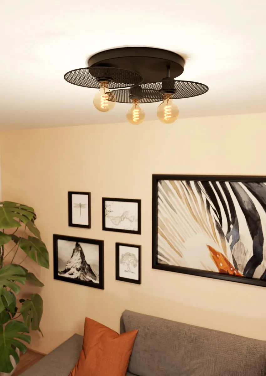 Eglo Ikeston Plafondlamp E27 - Ø53cm - 3 Lichtpunten - Zwart