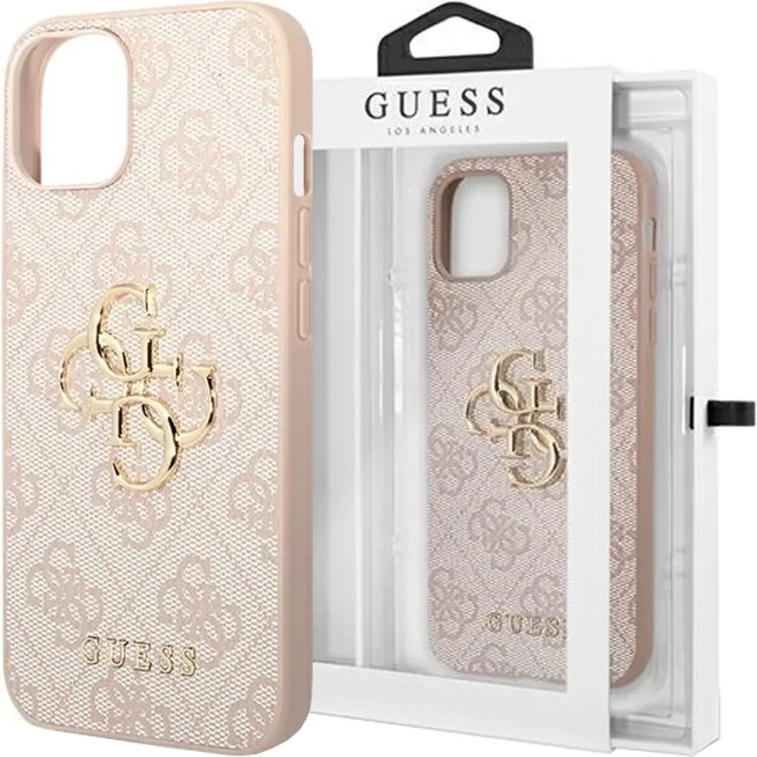 Guess iPhone 14 Telefoonhoesje - Roze - Pu Materiaal - MagSafe