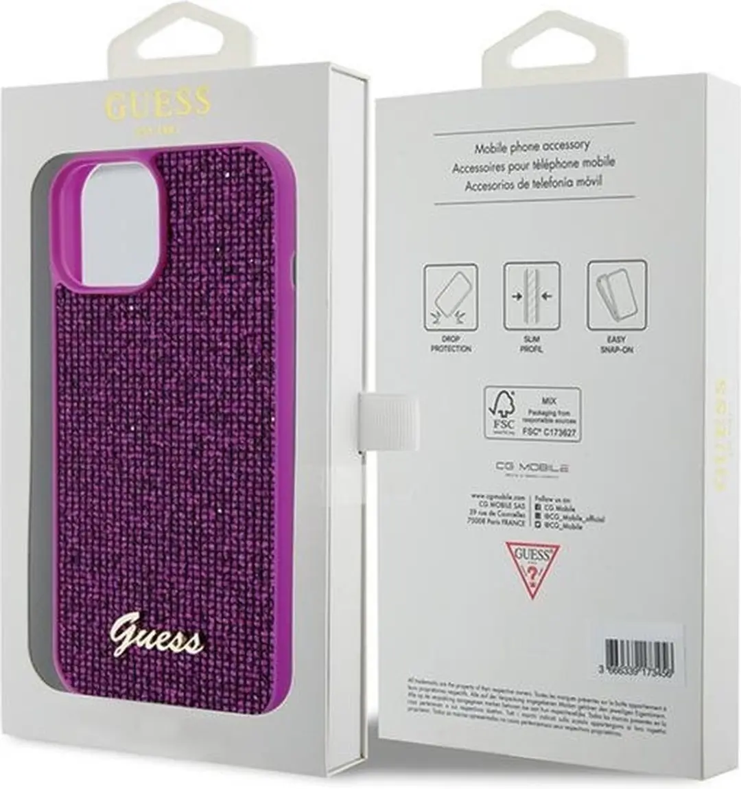 GUESS Square Mirror Back Case iPhone 15 - Fuchsia - afbeelding 6 van 6