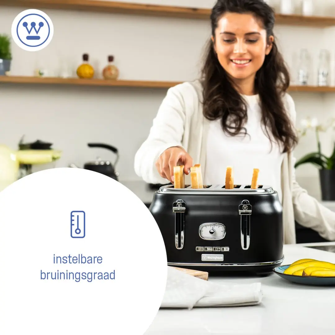 Westinghouse WKTTB809BK Broodrooster 4 Sneden 1750W - Zwart